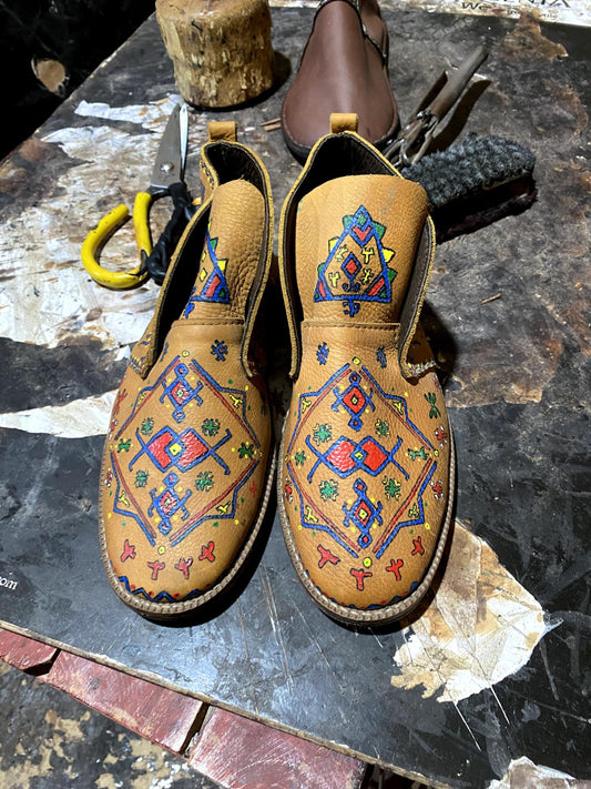 Custom Handmade Leather Shoes – Hand Drawn, Leather Shoes, Berber Leather Shoes