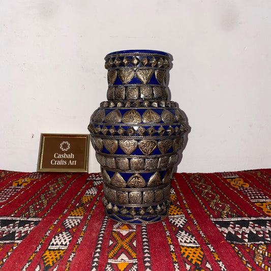 Vintage 1930 Berber Blue Vase – Unique Handcrafted Art - Antique Berber Blue Vase - xquisite Home Decor