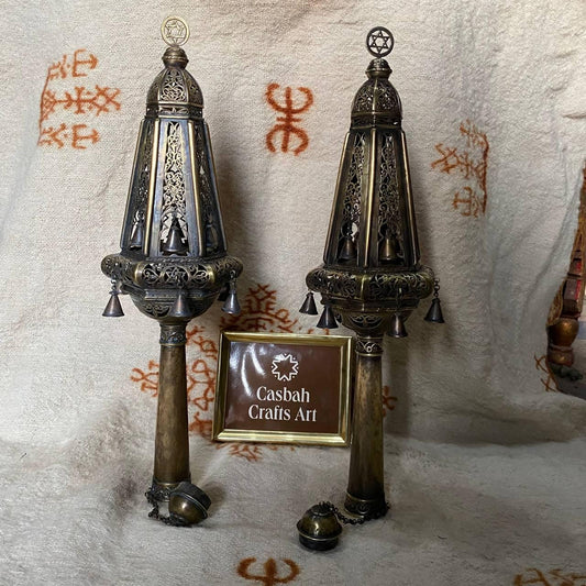 Moroccan Jewish Torah Finials From Taroudant, Morocco Judaic, Jewish Ceremonial Accessory, early 1900's